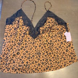 Auden Leopard Print Chemise with Black Lace